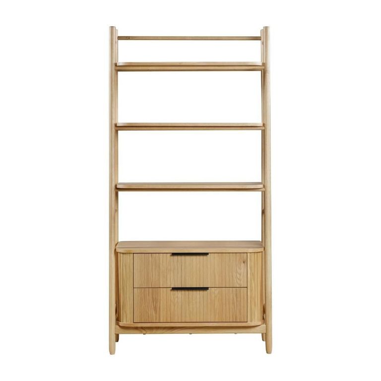 Vermont Oak Effect Bookcase - 2 Drawer