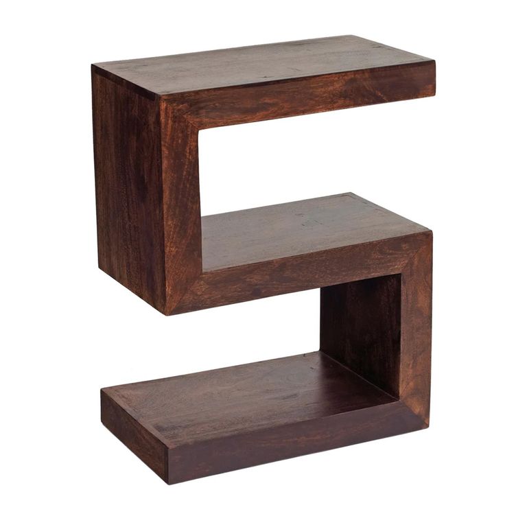 Dakota Shelving Unit - S Shape - Dark Mango Wood