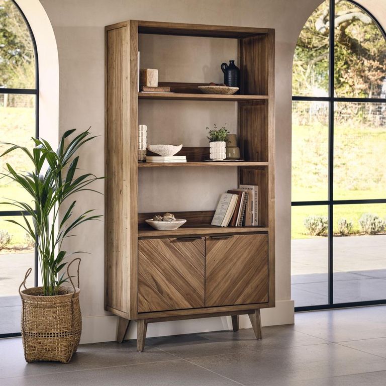 Sorrento Bookcase - 2 Door - Chevron - Elm Wood