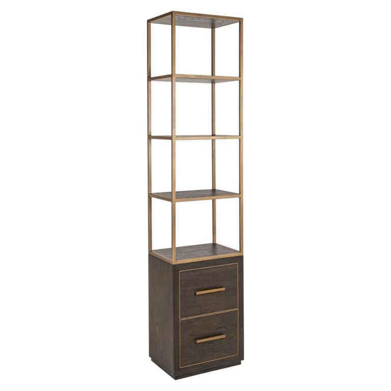 Carter Shelving Unit - 2 Drawer - Brown - Oak and Metal