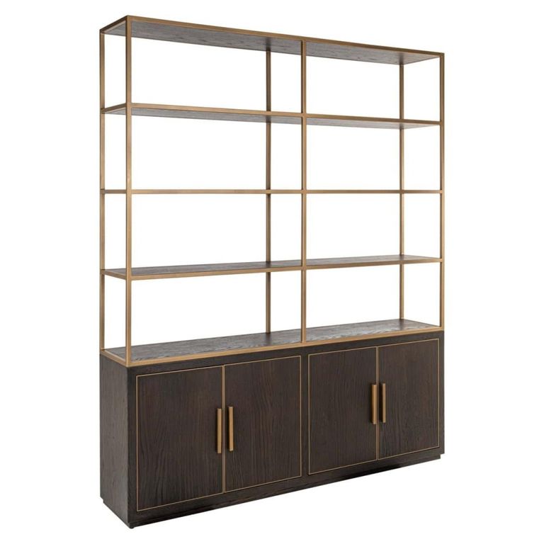 Carter Shelving Unit - 4 Door - Large - Brown - Oak and Metal
