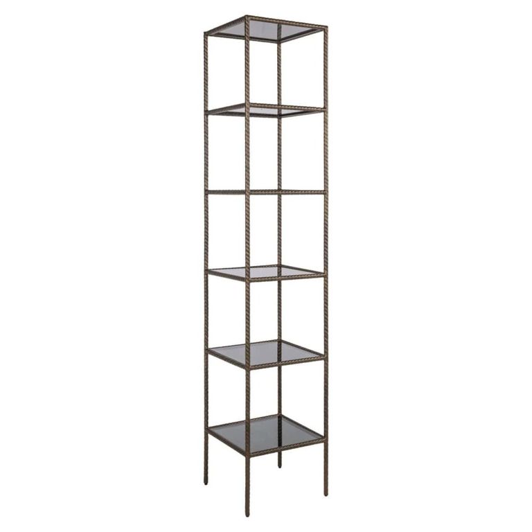 Sheridon Open Shelving Unit - Gold - Glass and Metal