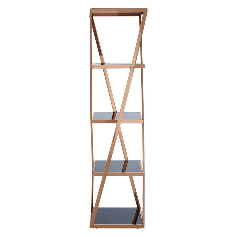 Ackley Shelving Unit - Rose Gold Glass