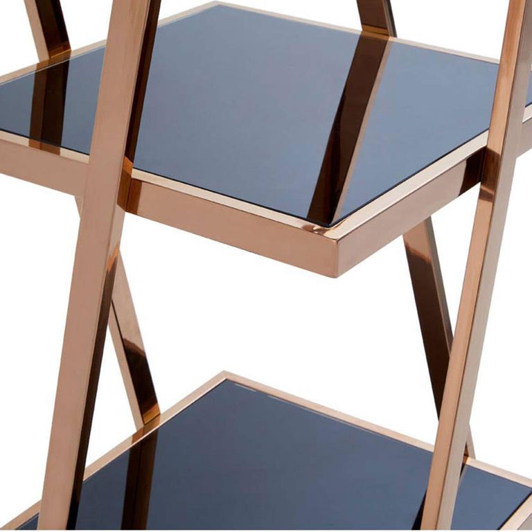 Ackley Shelving Unit - Rose Gold Glass