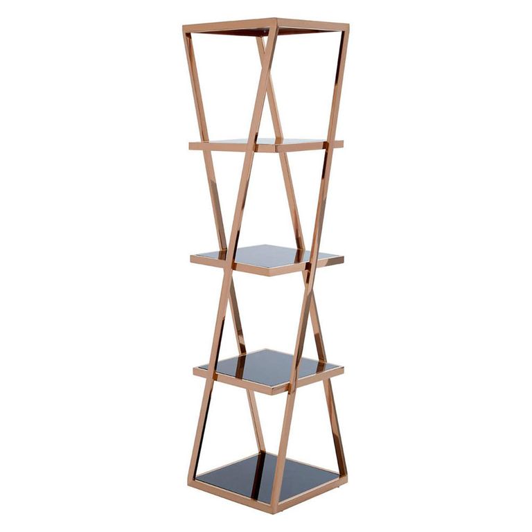 Ackley Shelving Unit - Rose Gold Glass
