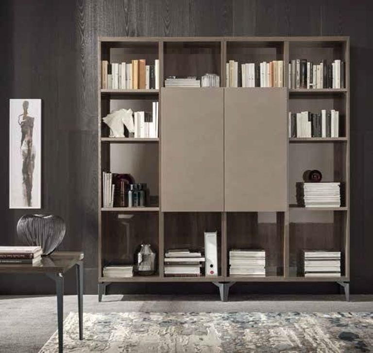 Matera Bookcase - 1/2 Door - Wood Grain Gloss