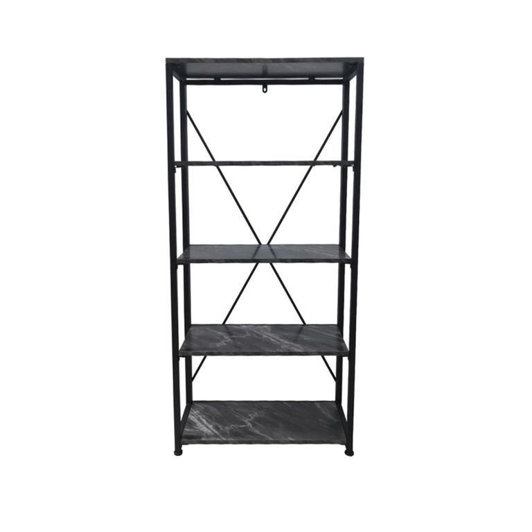Alora Shelving Unit - Large - Marble Effect Black - Open