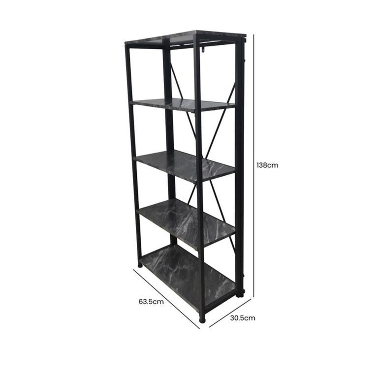 Alora Shelving Unit - Large - Marble Effect Black - Open