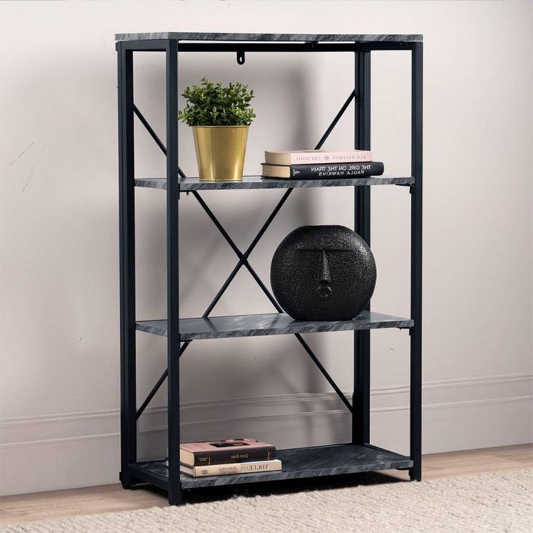Alora Shelving Unit - Medium - Marble Effect Black - Open