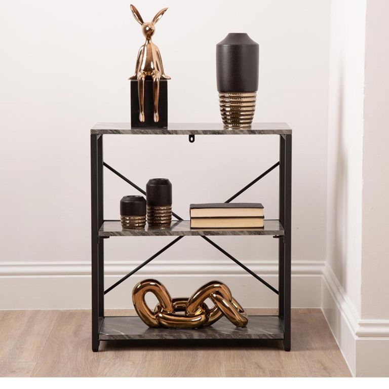 Alora Shelving Unit - Small - Marble Effect Black - Open