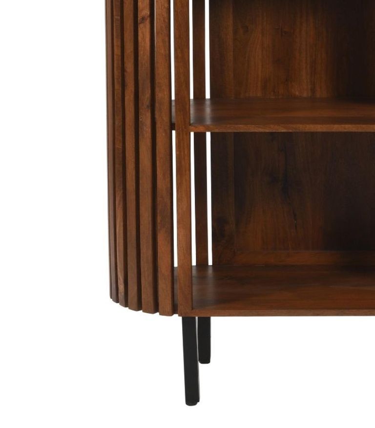 Amber Slatted Mango Wood Bookcase