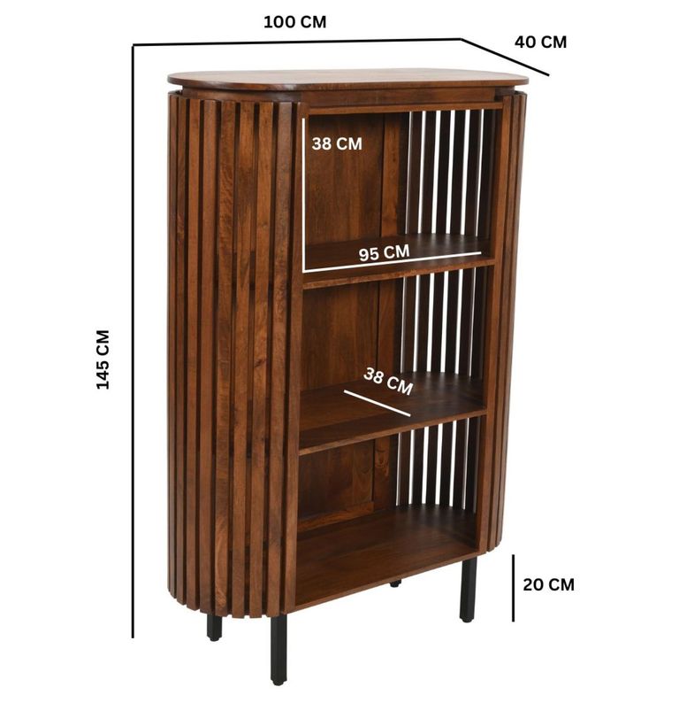 Amber Slatted Mango Wood Bookcase