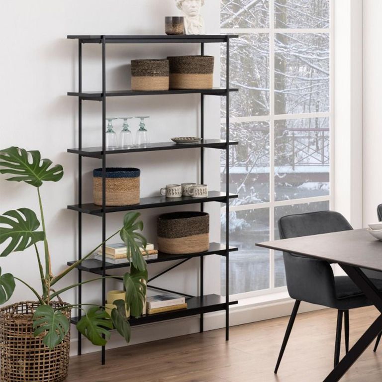 Angus Black Ash Shelving Unit