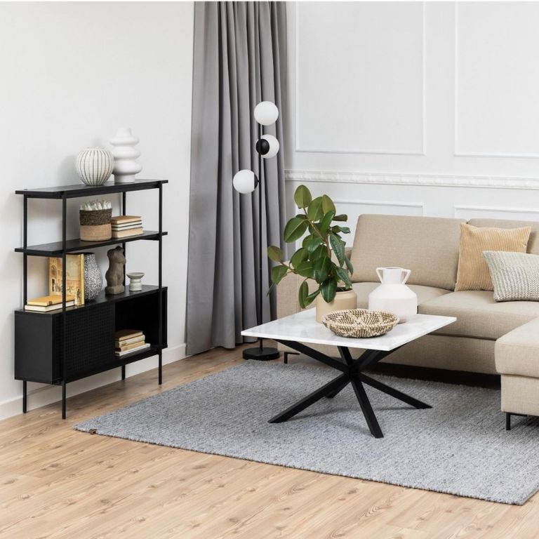 Angus Black Ash Small Shelving Unit with Cupboard