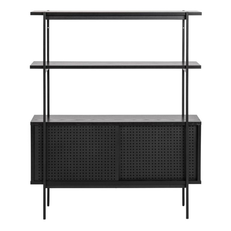 Angus Black Ash Small Shelving Unit with Cupboard