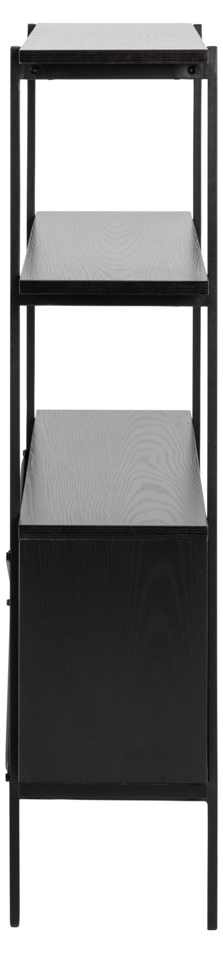 Angus Bookcase - with Cupboard - Black Melamine