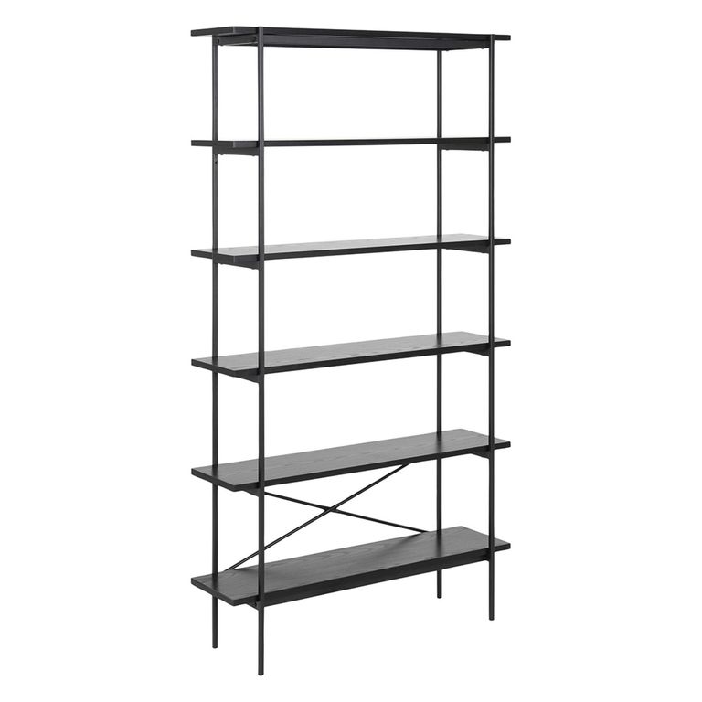 Angus Bookcase - Open - Black Melamine