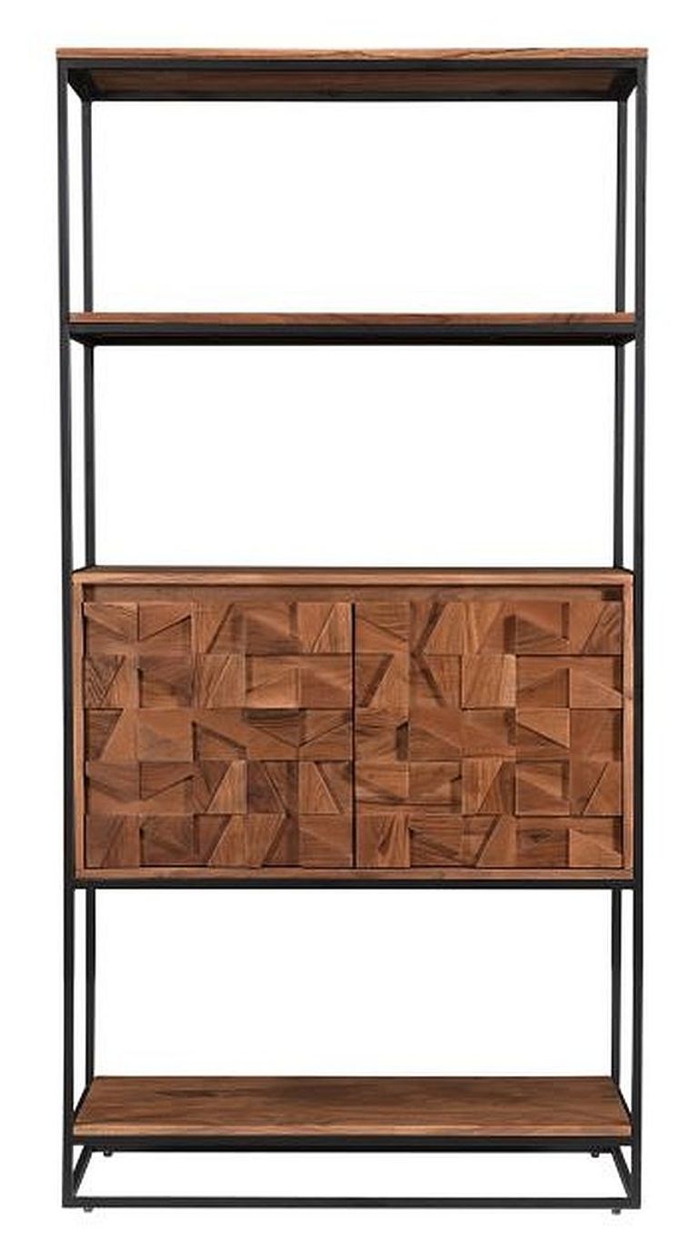 Axis Acacia Wood Bookcase with Cupboard - Geometric