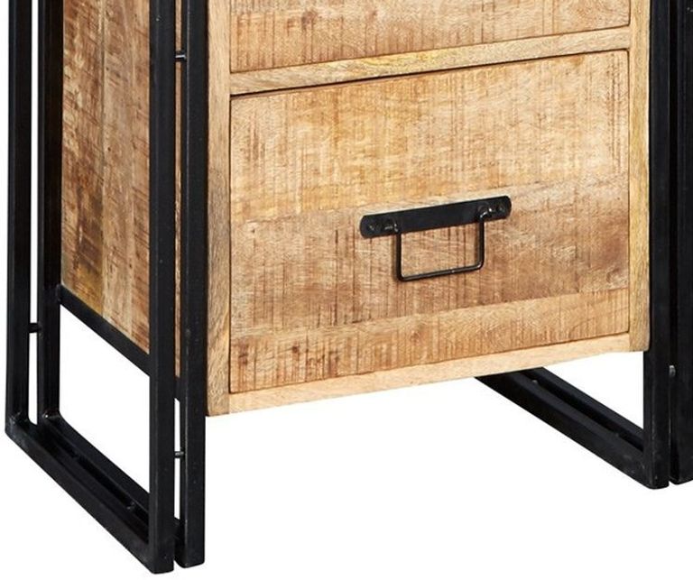 Bhuj Industrial Style Wooden Narrow Bookcase