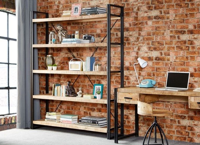 Bhuj Industrial Style Wooden Wide Shelving Unit