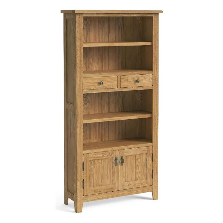 Burford Display Bookcase - with Cupboard - Oak