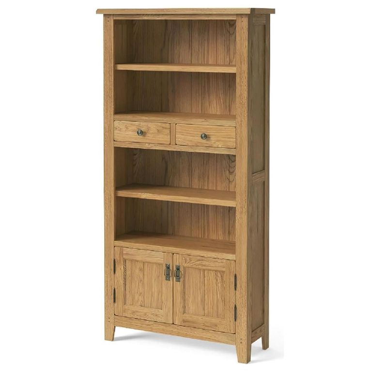 Burford Display Bookcase - with Cupboard - Oak