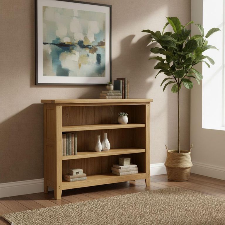 Burford Low Bookcase - Oak