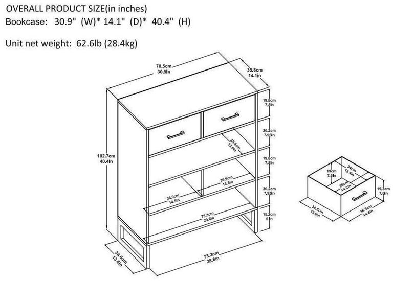 Cabell Brown Office Bookshelf - 9665096COMUK