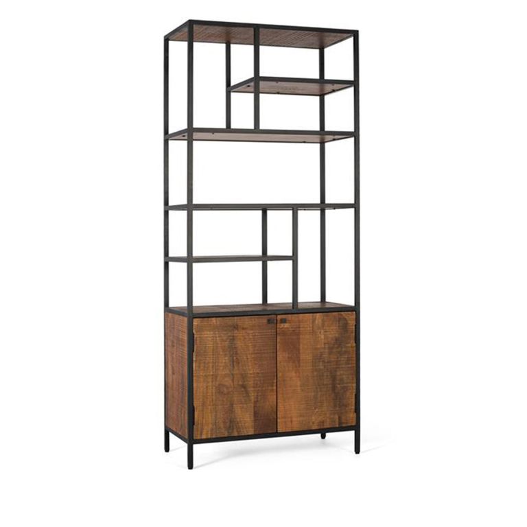 Catania Bookcase - Cherry Mango Wood - with Cupboard