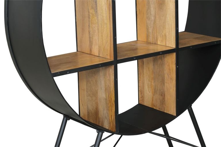 Clearance - Reed Black Metal Industrial Open Round Bookshelf with 6 Shelves - Dia 120cm - Brand New Item