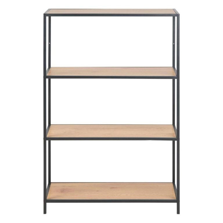 Clearance - Seaford Oak and Black Metal Short Open Shelving Unit - FSS16400