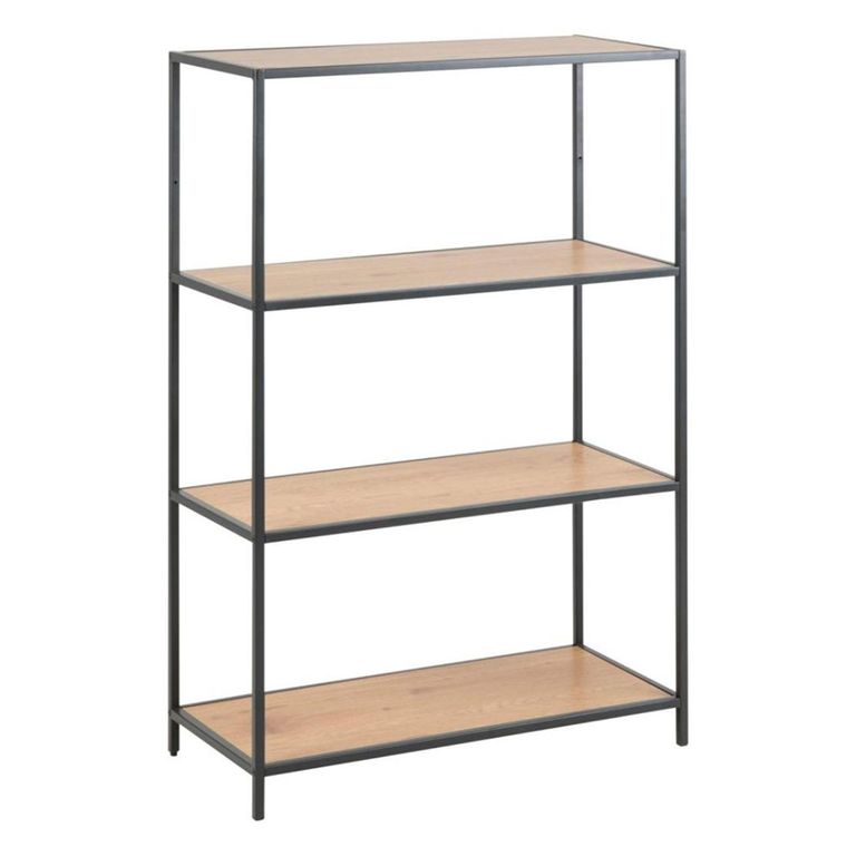 Clearance - Seaford Oak and Black Metal Short Open Shelving Unit - FSS16400