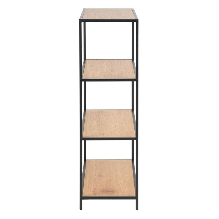 Clearance - Seaford Oak and Black Metal Short Open Shelving Unit - FSS16400