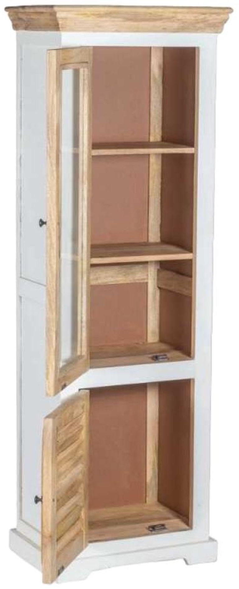 Coastal White and Wood 2 Door Bookcase Display Cabinet