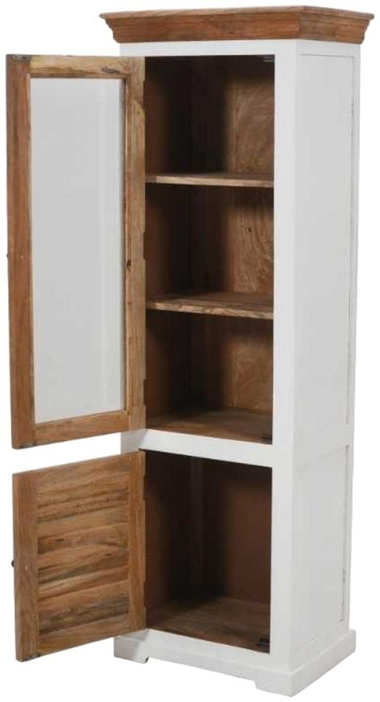 Coastal White and Wood 2 Door Bookcase Display Cabinet