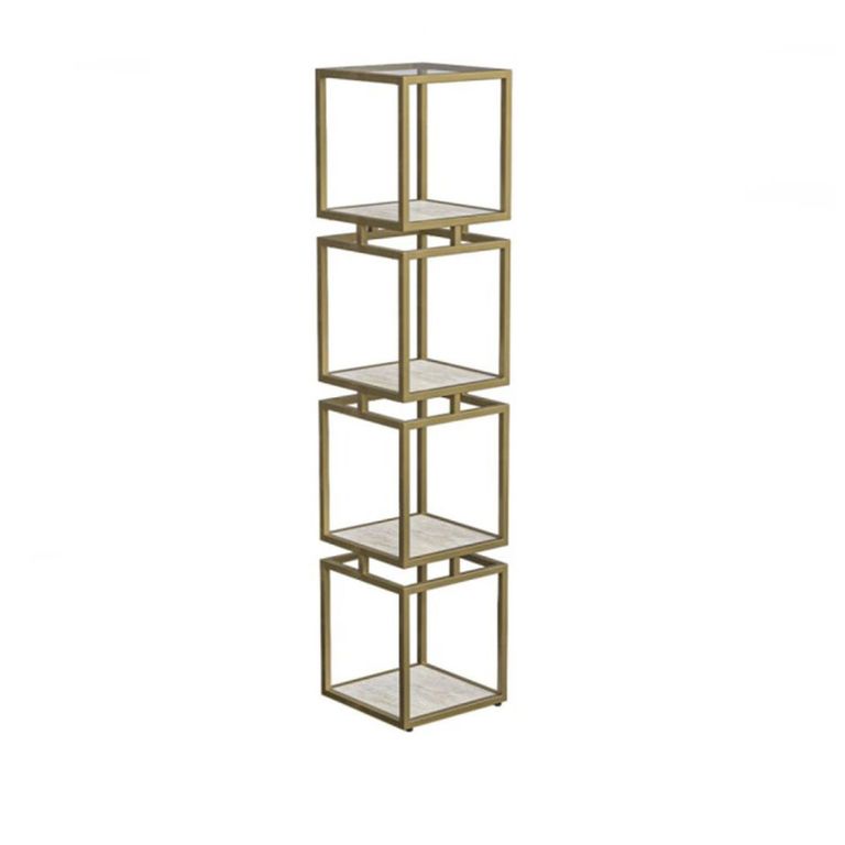 Shelving Unit - 4 Tier - Square - Cream and Gold