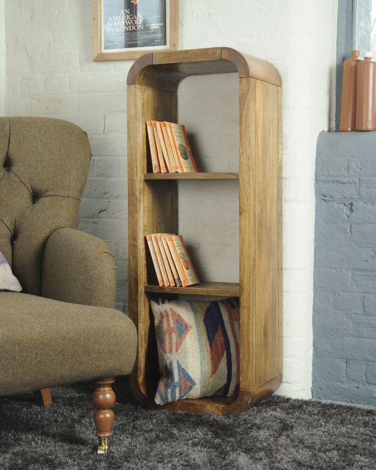 Curved Edge Mango Wood Tall Bookshelf