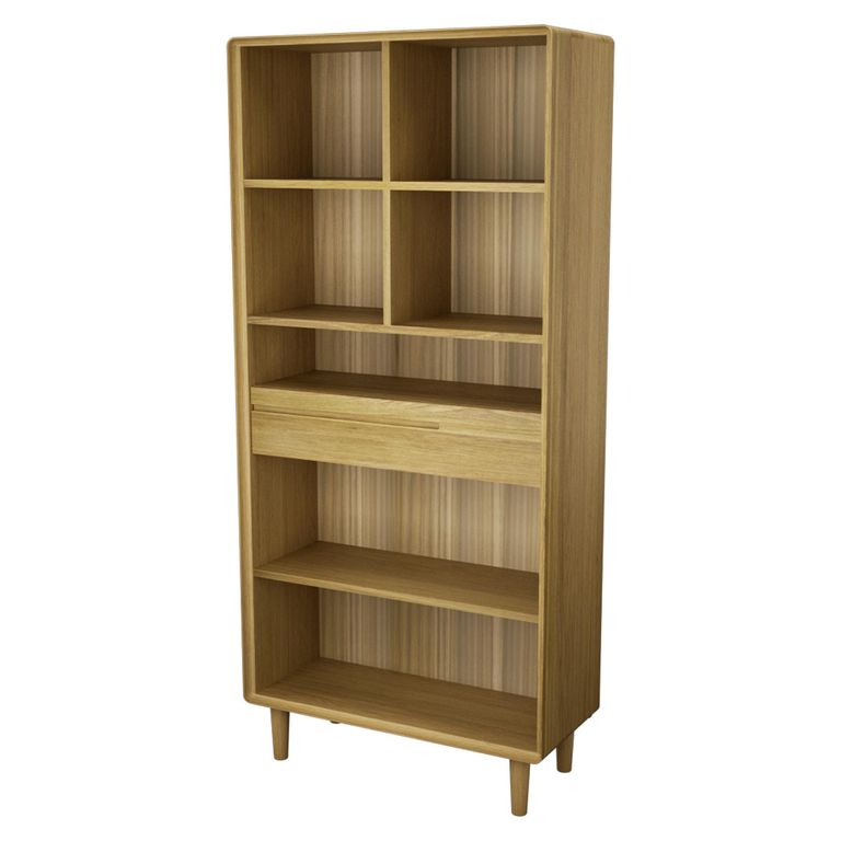 Scandic Bookcase - 1 Drawer - Large - Oak