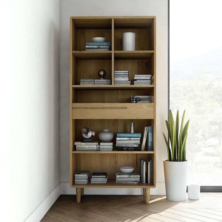Scandic Bookcase - 1 Drawer - Large - Oak