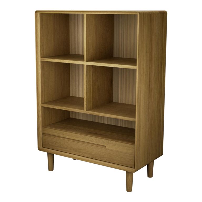 Scandic Bookcase - 1 Drawer - Small - Oak