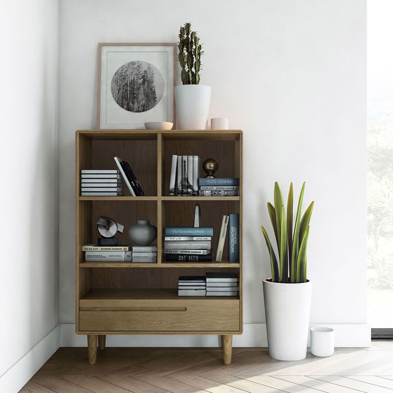 Scandic Bookcase - 1 Drawer - Small - Oak