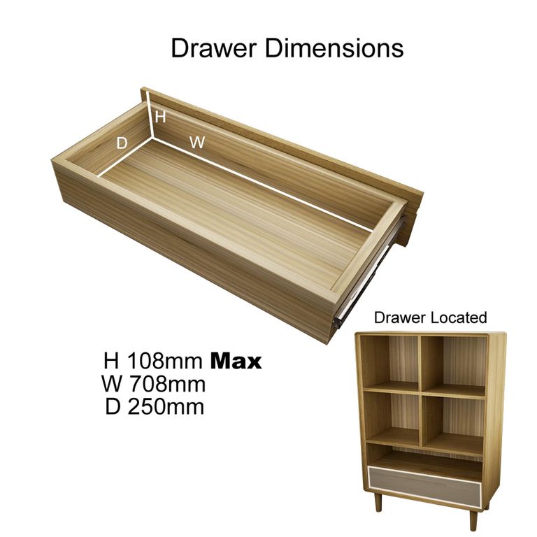 Scandic Bookcase - 1 Drawer - Small - Oak