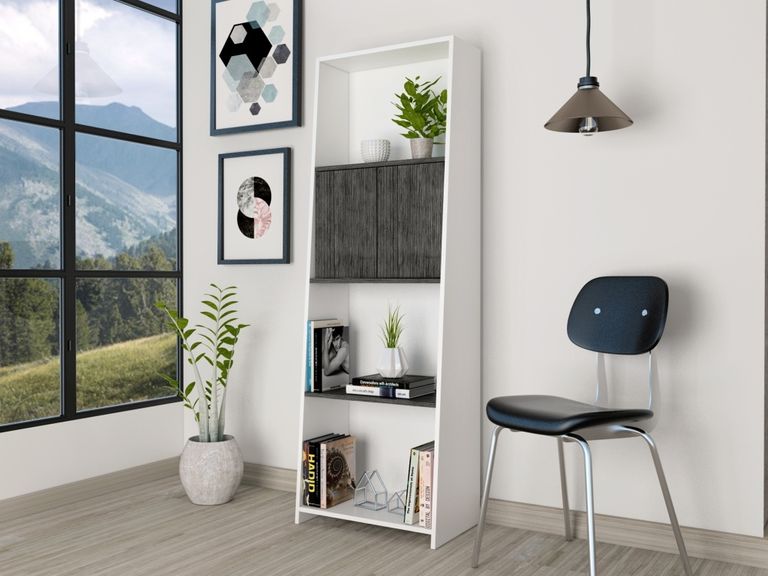 Dallas White and Grey Bookcase