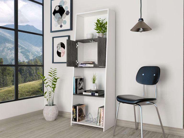 Dallas White and Grey Bookcase