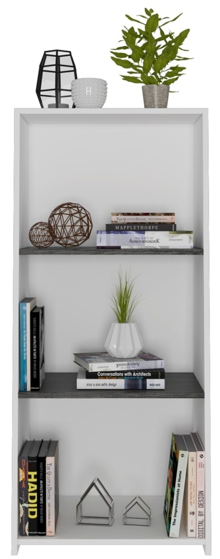 Dallas White and Grey Low Bookcase