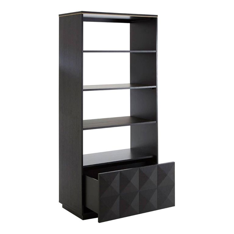 Diamond Bookcase - 1 Drawer - Black Oak