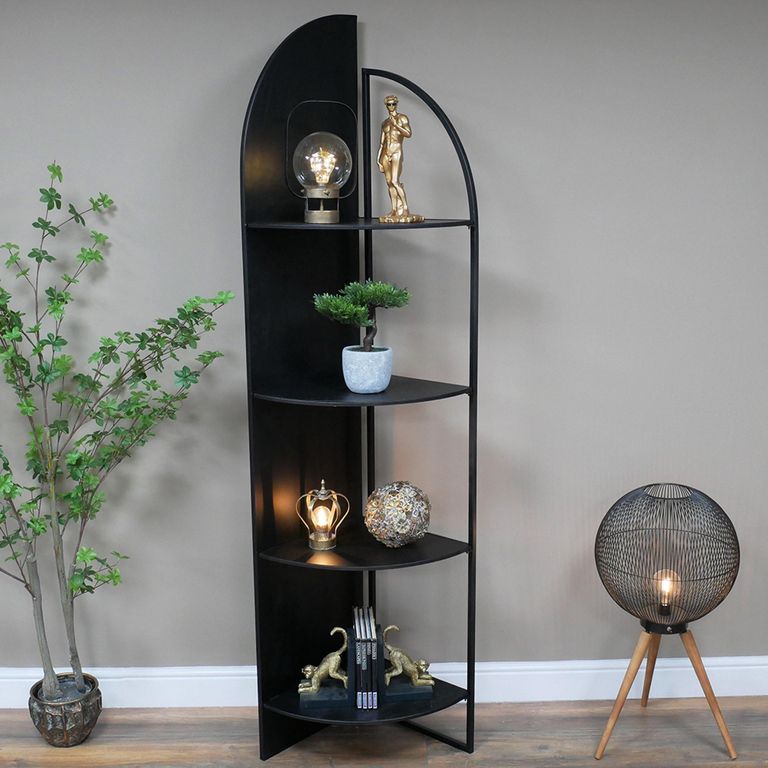 Shelving Unit - Black Metal - Corner