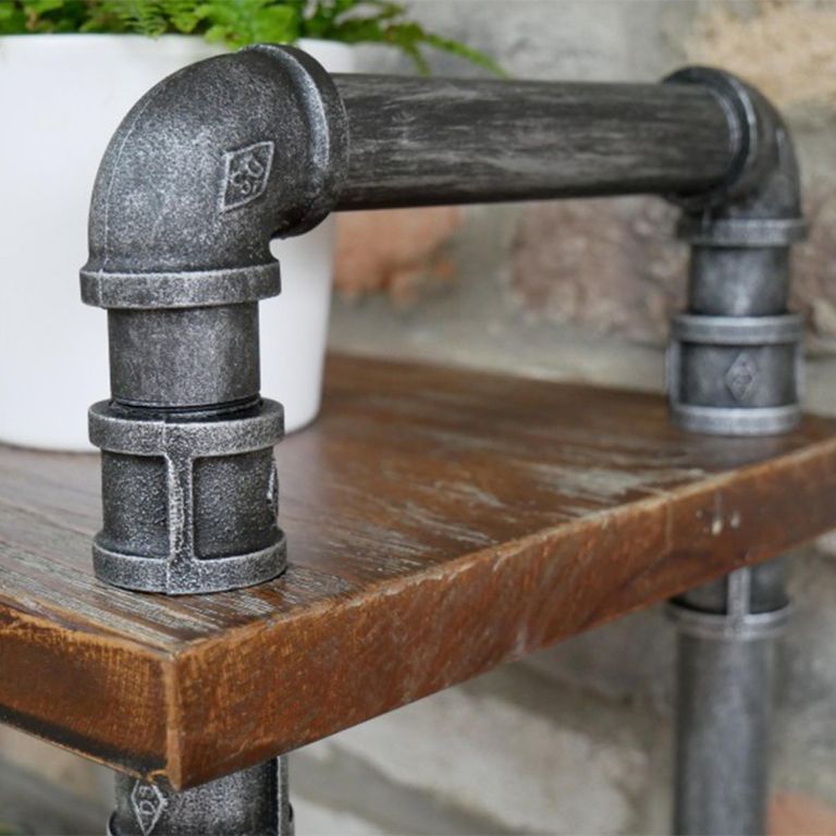 Shelves - Black Metal Pipe - 3 Wooden Shelves