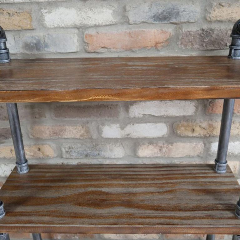 Shelves - Black Metal Pipe - 3 Wooden Shelves