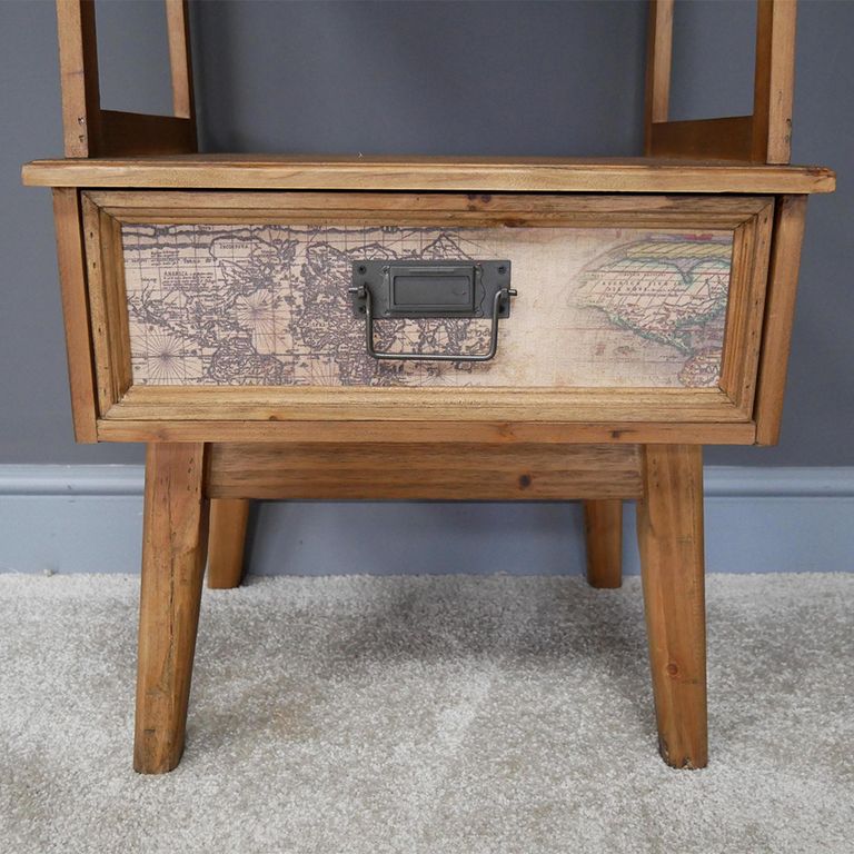 Bookshelf - 1 Drawer - Open - Fir Wood